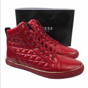 Guess Shoes Guess Mens Gm Melo High Top Sneakers Shoes Red